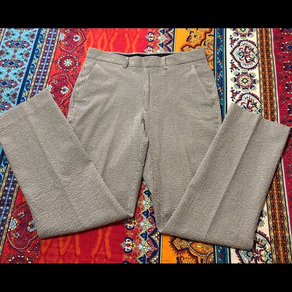 NAUATICA MEN’S SEERSUCKER PANTS.CLASSIC STYLE,LIGHT BROWN&WHITE.GREAT CONDITION - Picture 3 of 7